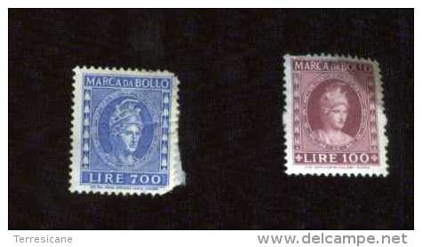 MARCHE DA BOLLO DA LIRE 700 E LIRE 100 STACCATE DA DOCUMENTO - Non Classificati