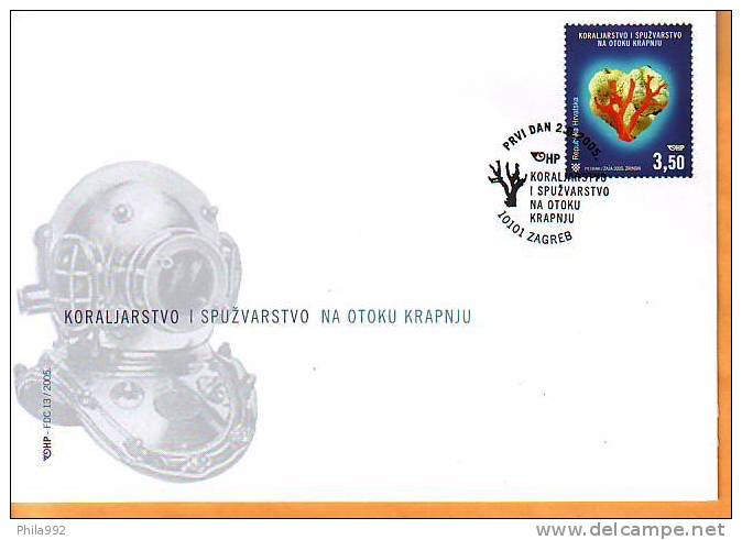 Croatia 2005 Y FDC Coral And Sponge Fishing On Krapanj Island Mi No 731 Postmark Zagreb 02.06.2005. - Croatie