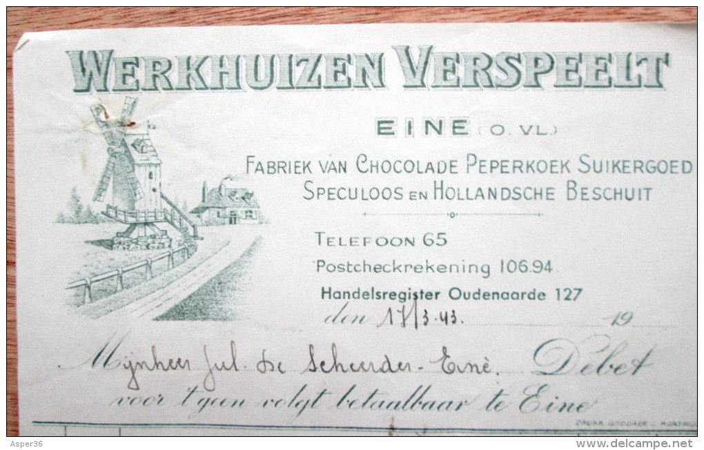 Fabriek Van Chocolade, Peperkoek, Usines Verspeelt, Eine 1943  Molen / Moulin - 1900 – 1949