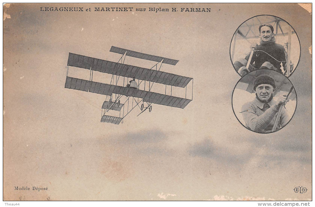 ¤¤  -   Les Aviateurs Legagneux Et Martinet Sur Biplan Farman -  Avion , Aviation  -  ¤¤ - Aviatori