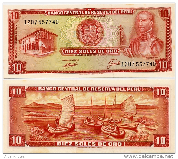 PERU       10 Soles De Oro      P-100b       16.10.1970       UNC - Pérou