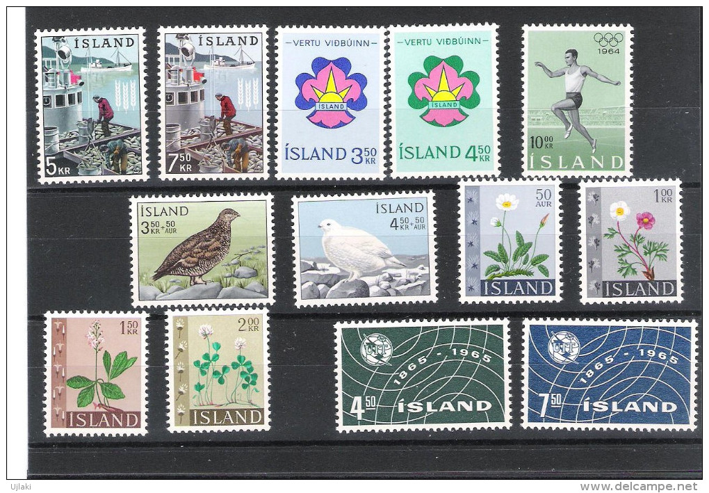 ISLANDE:Collection :timbres neufs toutes époques de 1931....1985,poste aérienne ,taxe       t TS,soit un total de 270 TP