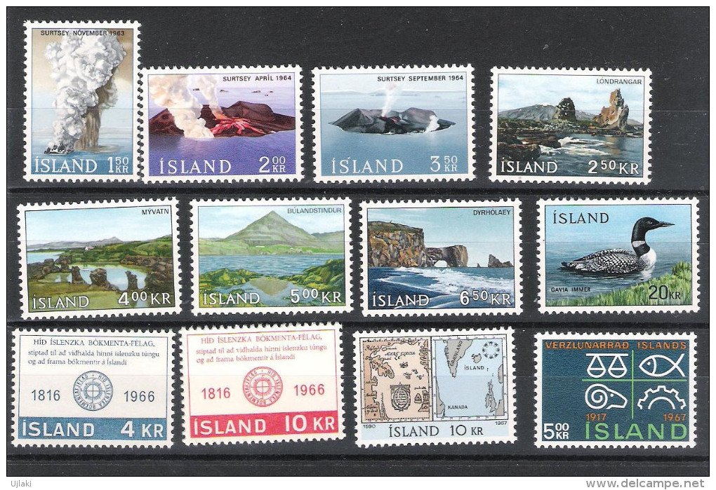 ISLANDE:Collection :timbres neufs toutes époques de 1931....1985,poste aérienne ,taxe       t TS,soit un total de 270 TP