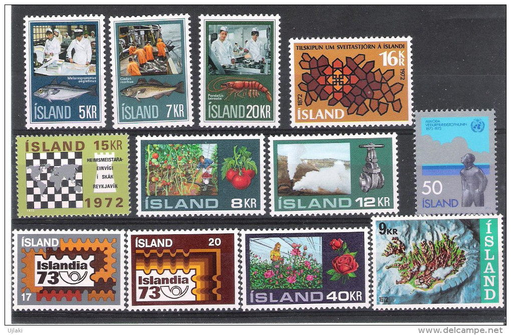 ISLANDE:Collection :timbres neufs toutes époques de 1931....1985,poste aérienne ,taxe       t TS,soit un total de 270 TP