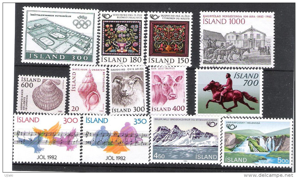 ISLANDE:Collection :timbres neufs toutes époques de 1931....1985,poste aérienne ,taxe       t TS,soit un total de 270 TP