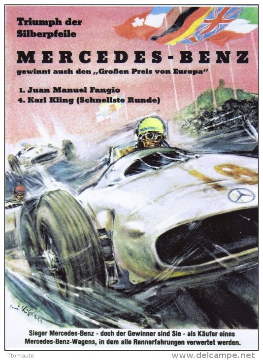 Grand Prix D'Allemagne  -  Mercedes Formula 1  -  Juan Manuel Fangio  -  Plaque Métal 20 X 15 Cms  -  Neuf! - Plaques En Tôle (après 1960)