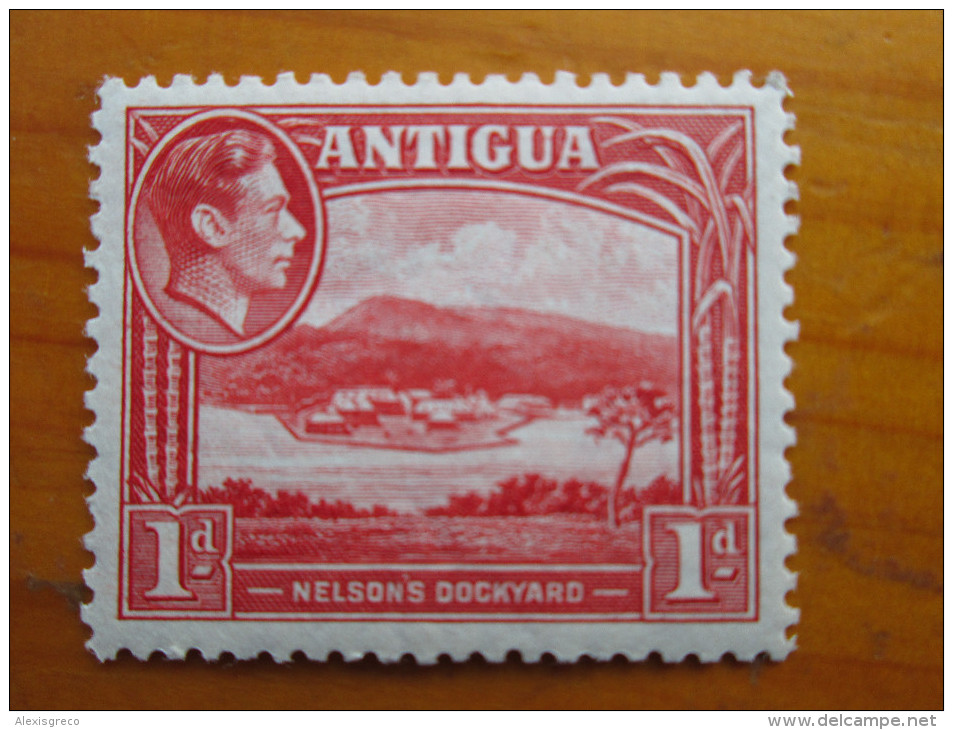 ANTIGUA 1938 Definitive Issue ONE VALUE  1d. RED MINT HINGE. - 1858-1960 Colonie Britannique