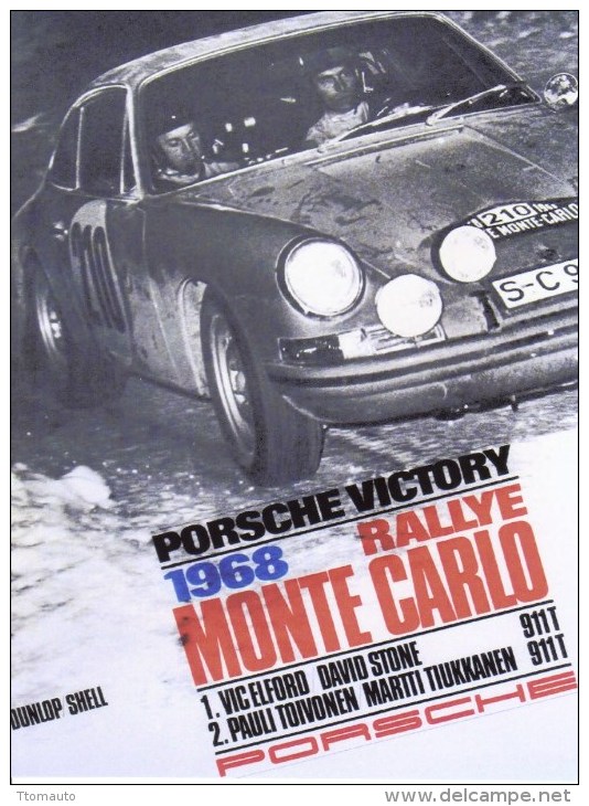 Rallye Monte-Carlo 1968  -  Porsche 911  -  Vic Elford/David Stone  -  Plaque Métal 20 X 15 Cms  -  Neuf! - Plaques En Tôle (après 1960)