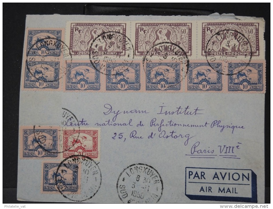 VIETNAM- LETTRE DE LONGXUYEN POUR PARIS AFFR TIMBRES COLO FRANCAISES 1950( Manque Semble T Il 1 Valeur) LOT P3120 - Other & Unclassified
