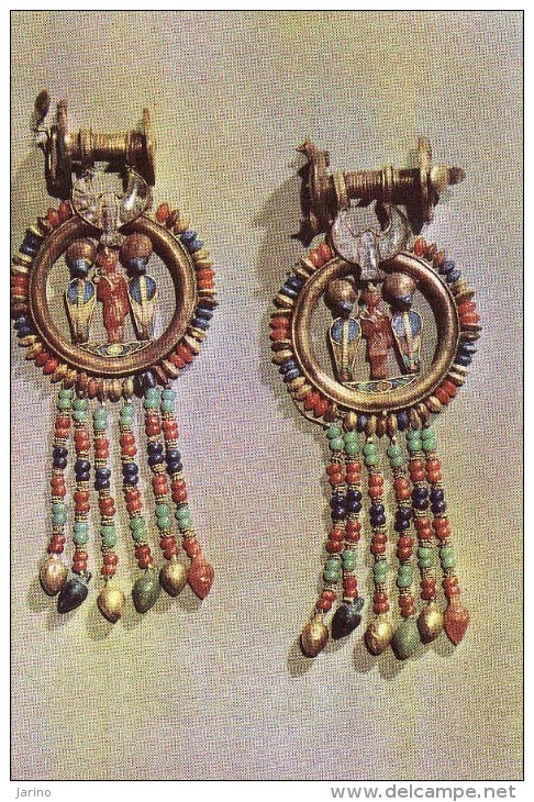 Egypte,Tutankhamen-third Set, Tasseled Ear-rings In Gold, Carnelian, Glass And Faience., Circule Non - Museums