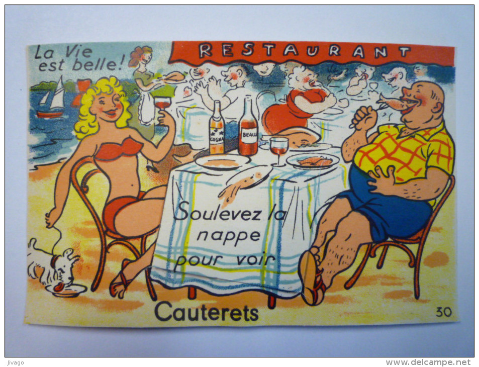 CAUTERETS  (Hautes-Pyrénées)  :  Carte à  SYSTEME  " Soulevez La Nappe Pour Voir... CAUTERETS "    - Bagneres De Bigorre