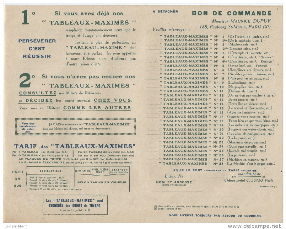 Dépliant -catalogue/Tableaux-Maximes/Robert & Cie/ Maurice Dupuy Editeur/Paris / V 1913    CAT 72 - Autres & Non Classés