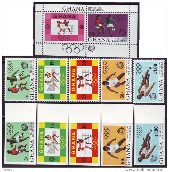 GHANA   - OLYMPIC - FOOTBALL - BOXING - ATHLETICS   - **MNH - 1972 - Unused Stamps