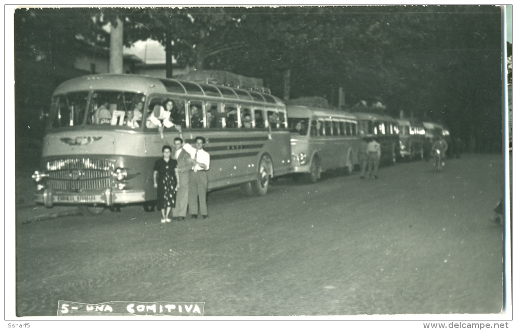 SPAIN Or ITALY "Una Comitiva" Buses From The 1950'ies Photovcard - Bus & Autocars