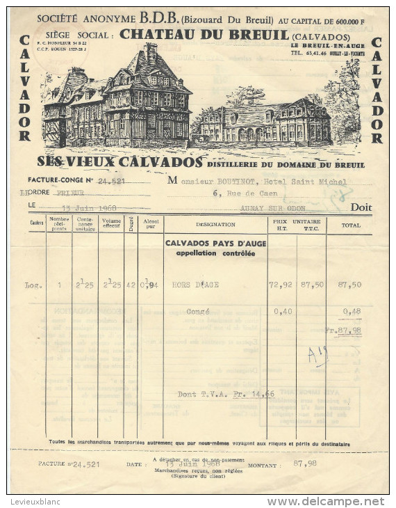 Digestif/Chateau Du Breuil/Calvador/ Vieux Calvados /Aunay Sur Odon/ 1968   FACT77 - Alimentaire