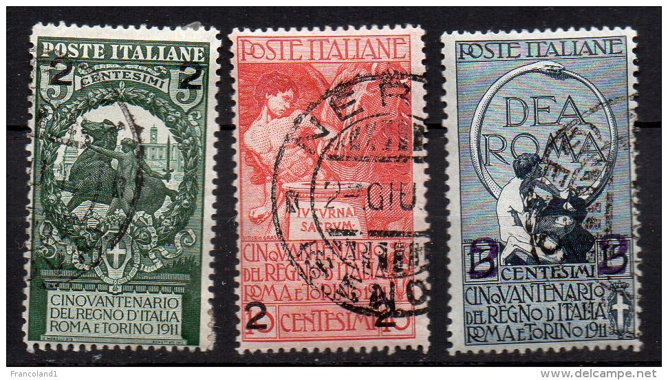 1913 Regno Unità Italia Sovrastampata N. 99-101 Timbrata Used Sassone 25€ - Usati