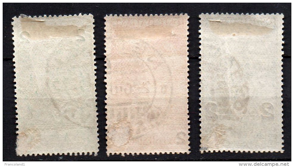 1913 Regno Unità Italia Sovrastampata N. 99-101 Timbrata Used Sassone 25€ - Usados