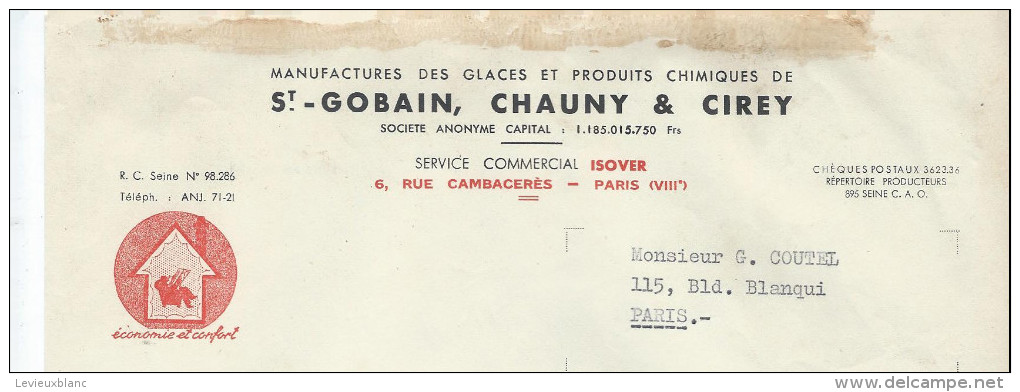 Manufacture De Glaces Et Produits Chimiques/Saint Gobain, Chauny & Cirey// Paris/1946      FACT85 - Autres & Non Classés