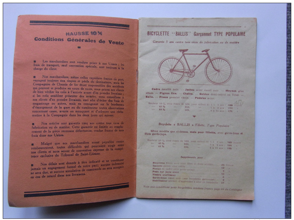 Catalogue Manufacture Des Cycles BALLIS Saint-Etienne - Cyclisme