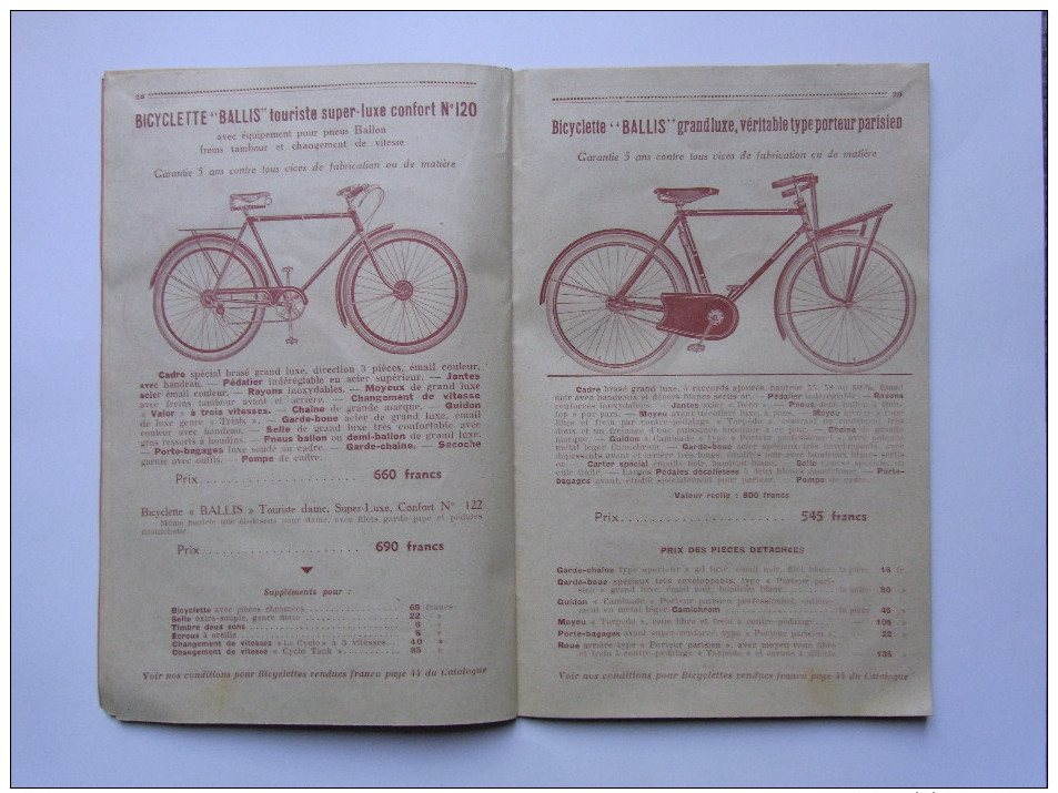 Catalogue manufacture des cycles BALLIS Saint-Etienne