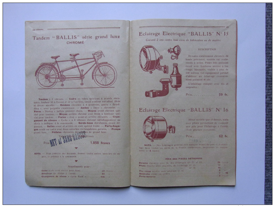 Catalogue manufacture des cycles BALLIS Saint-Etienne