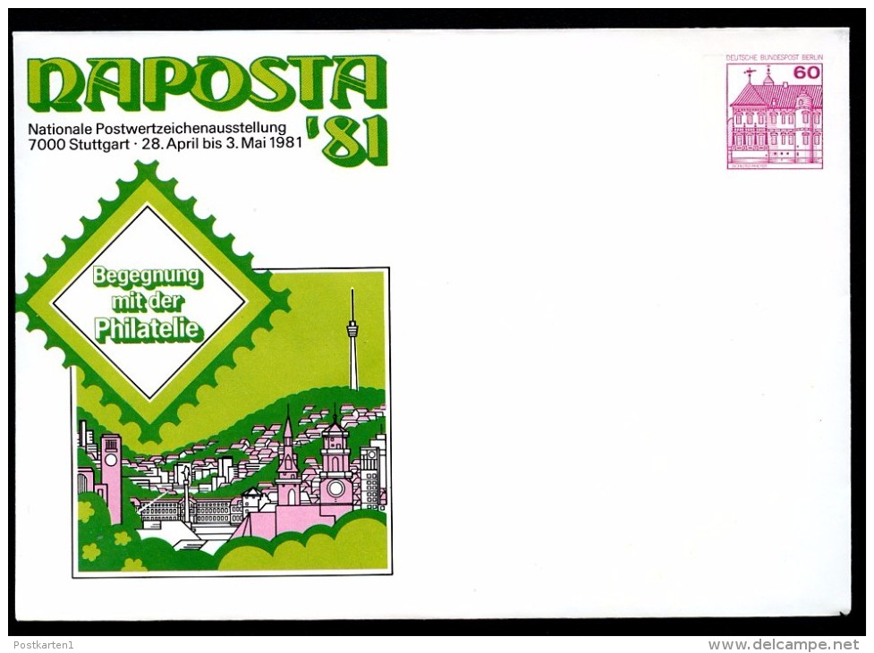 BERLIN PU75 D2/004a Privat-Umschlag NAPOSTA STUTTGART ** 1981  NGK 4,00 € - Private Covers - Mint