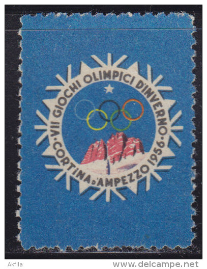 1257(13). Italy, 1956, Winter Olympic Games In Cortina D'Ampezzo, Label - Invierno 1956: Cortina D'Ampezzo