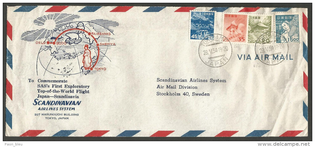 Aérophilatélie - Japon - Scandinavian - SAS's First Flight Japan- Scandinavia / Tokyo-Shemya-Fairbanks-Bobö-Oslo - Autres & Non Classés