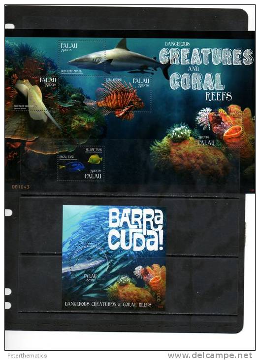 PALAU,2011, MARINELIFE, SHARK,LIONFISH, BARRACUDA,SHEETLET+S/SHEE T,MNH, BEAUTIFUL - Marine Life