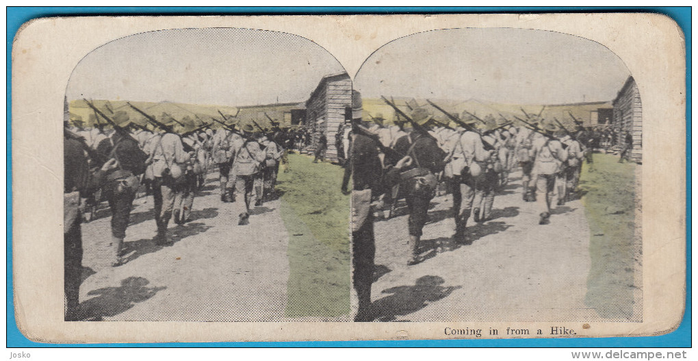 COMING IN FROM A HIKE - Original Vintage Stereoscope Stereo Photo Card Carte Stéréoscopique - 1914-18