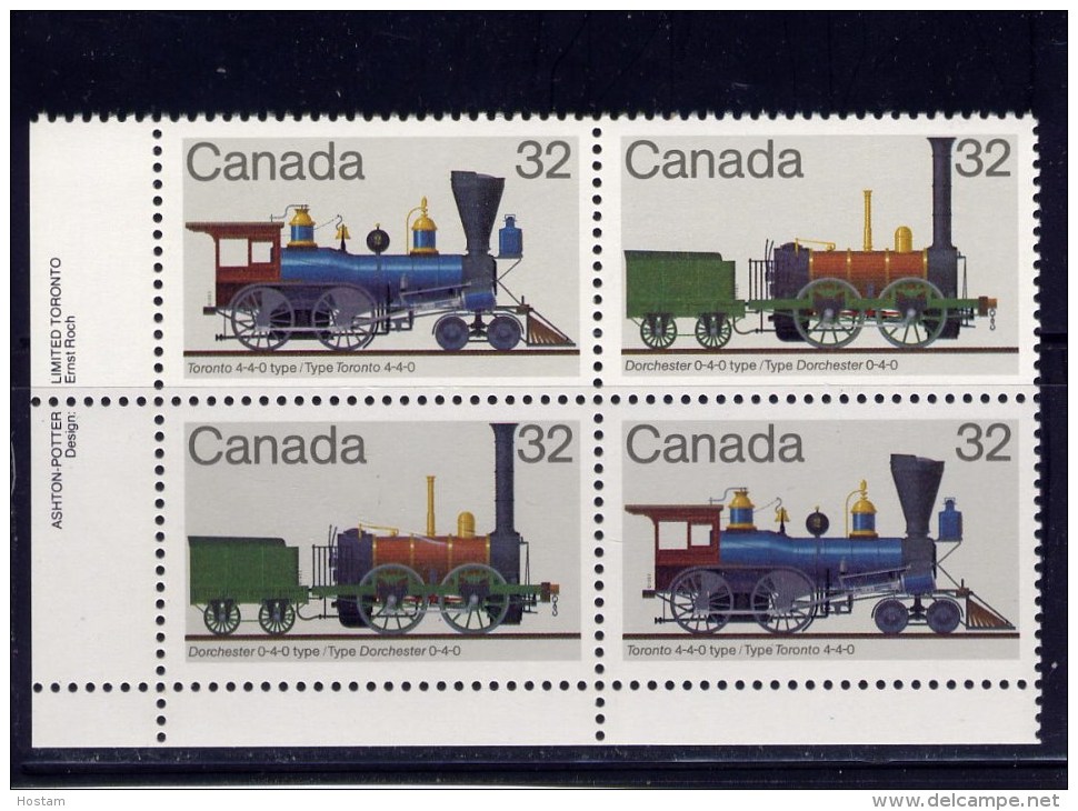 CANADA 1983, # 1000a, CANADIAN LOCOMOTIVES--1  LL BLOCK   MNH - Blocks & Sheetlets