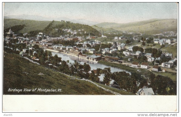 Montpelier Vermont, Birdseye View Of Town, C1900s/10s Vintage Postcard - Montpelier