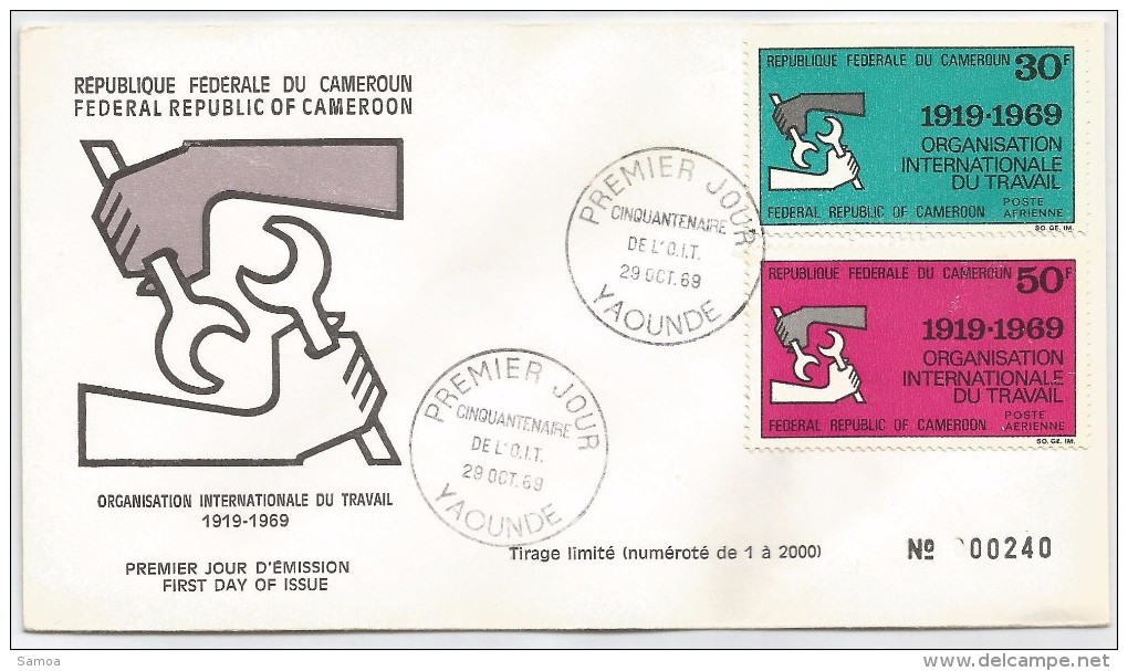 Cameroun 1969 PA 144 - 145 FDc OIT - 50ème Anniversaire Organisation Internationale Du Travail - Mains - OIT