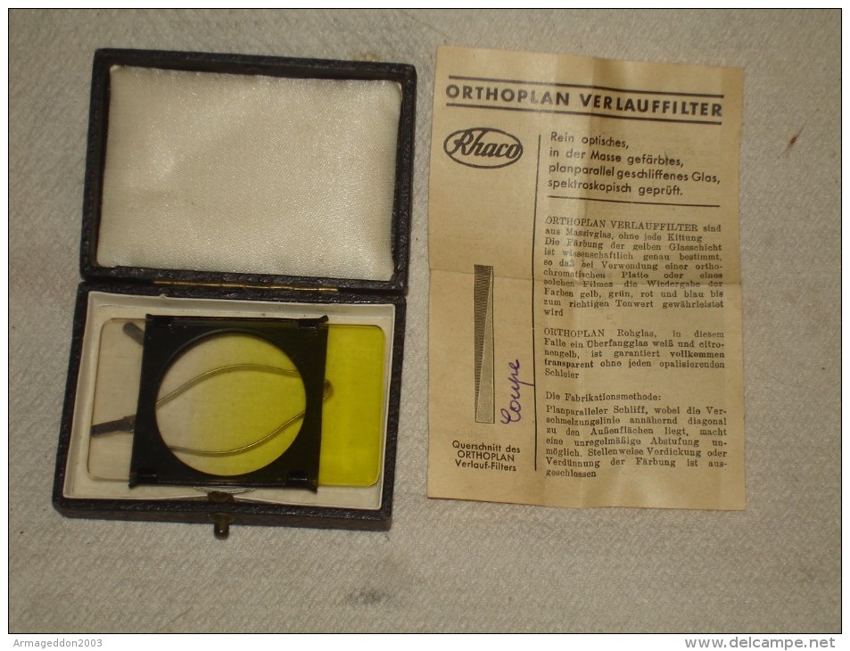 ANCIEN FILTRE RHACO ORTHOPLAN VERLAUFFILTER ETAT NEUF DANS SON COFFRET+ NOTICE En Allemand - Caméscope (Cámara)