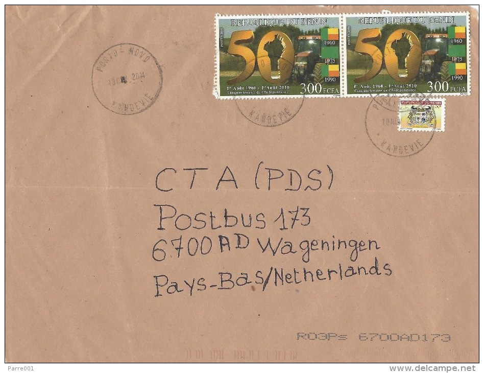 Benin 2014 Porto Novo Kandevie Independence 300f Cat Leopard Armory 100f Cover. Front Only - Benin – Dahomey (1960-...)