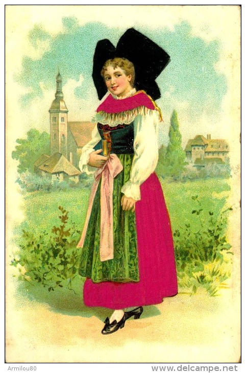 N°634 HHH 318  FEMME  ALSACIENNE CARTE GAUFFREE - Costumi