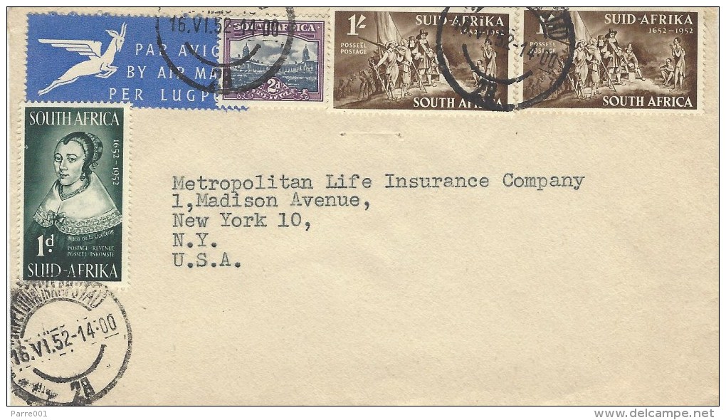 South Africa 1952 Cape Town Landing Van Riebeeck Cover - Airmail