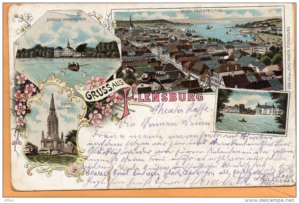 Gruss Aus Flensburg 1900 Postcard - Flensburg