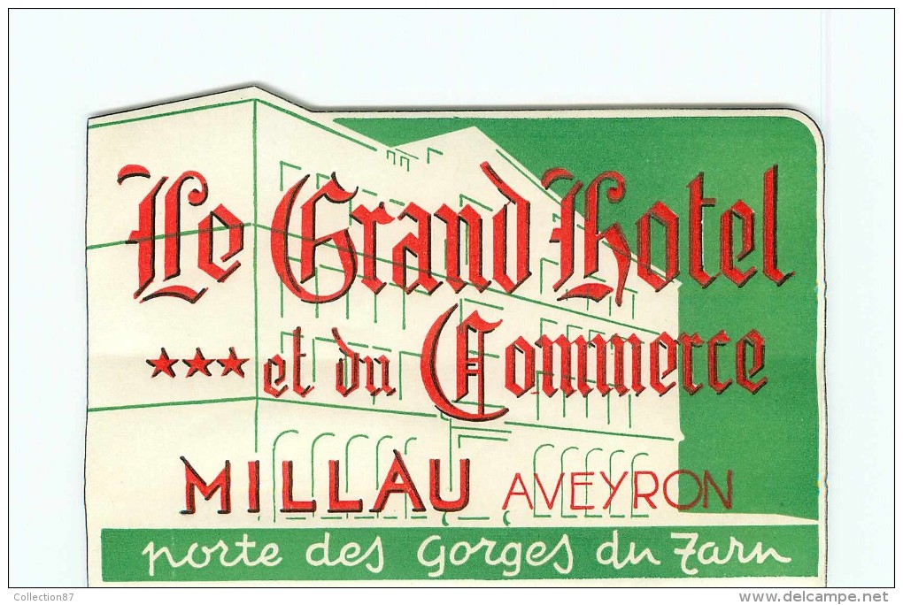 12 - MILLAU - GRAND HOTEL Du COMMERCE < ETIQUETTE AUTOCOLLANTE D´HOTELS - AUTOCOLLANT VALISE - PUBLICITE - Etiquettes D'hotels