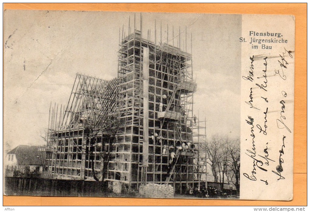 St Jurgenskirche Im Bau Flensburg 1905 Postcard - Flensburg