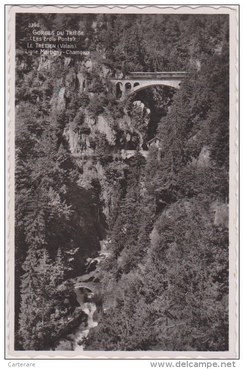 SUISSE,SCHWEIZ,HELVETIA,SWISS,SWITZERLAND,VALAIS,l Es Trois Ponts,le Trétien,ligne MARTIGNY-CHAMONIX,gorges Du Trièges - Martigny