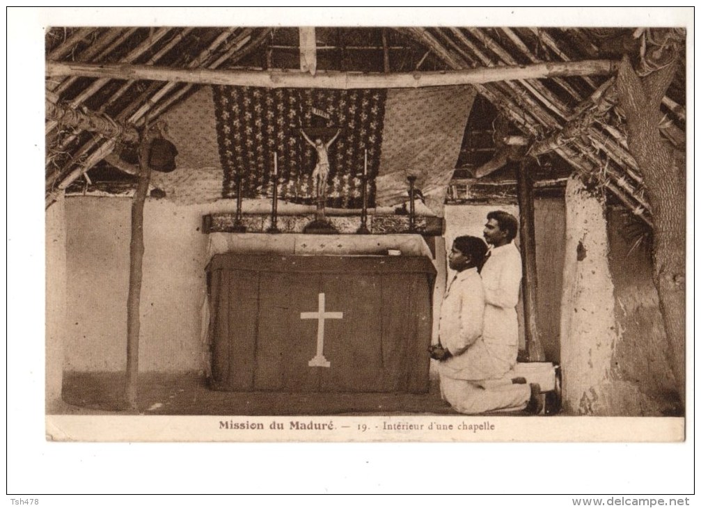 ASIE---INDE---mission Du Maduré--intérieur D'une Chapelle--voir 2 Scans - Inde