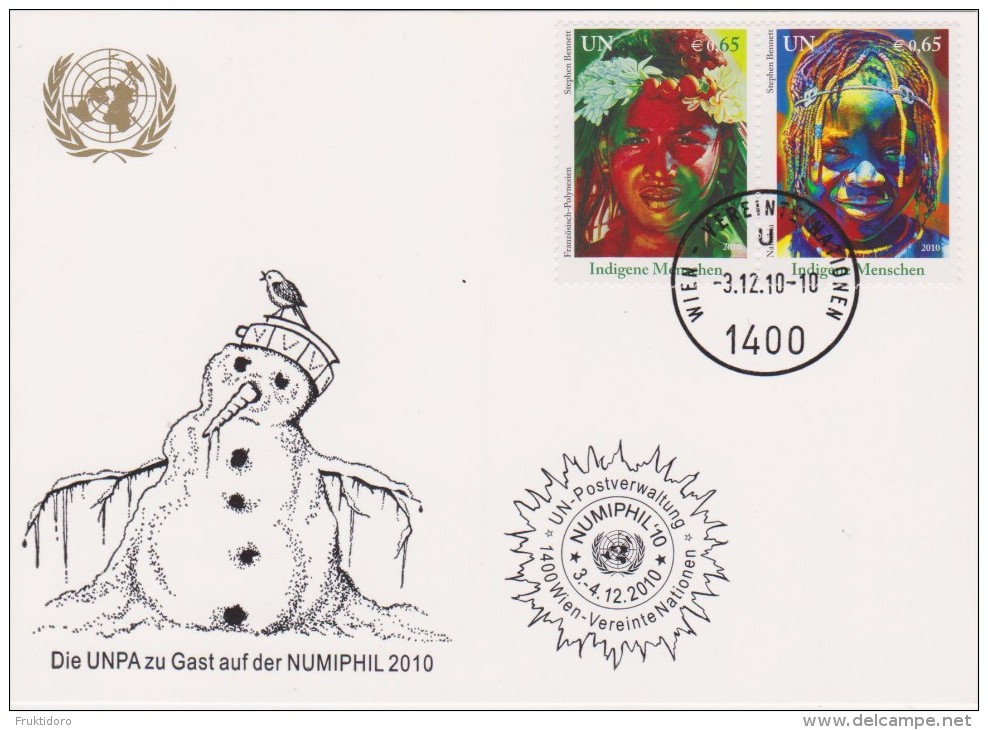 United Nations Show Card 2010 ´Numiphil´ - December 2010 - Mi Block 29 Indigenous People - Namibia - French - Covers & Documents