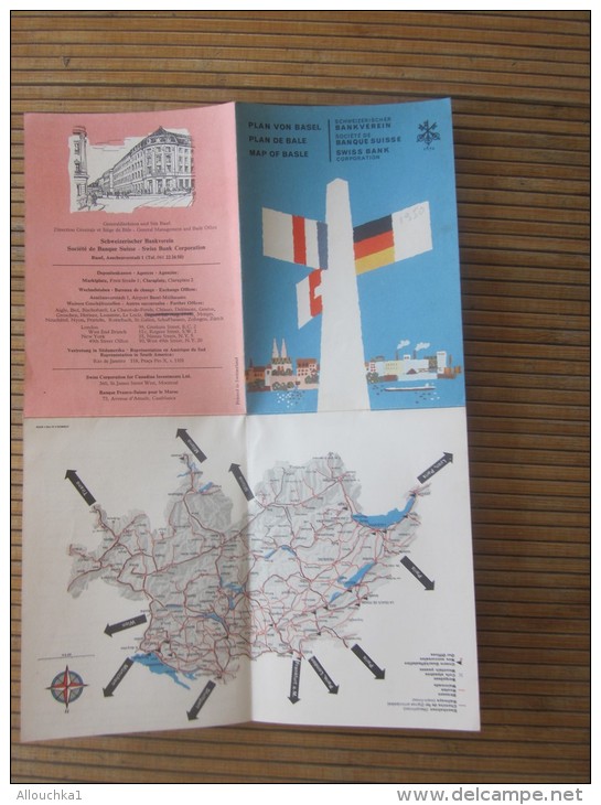 1950 Plan De Bale Basle Basel Suisse  Helvetia Swiss Bank Guide Touristique Publicitaire  Schéma De Ligne Reseaux - Europe