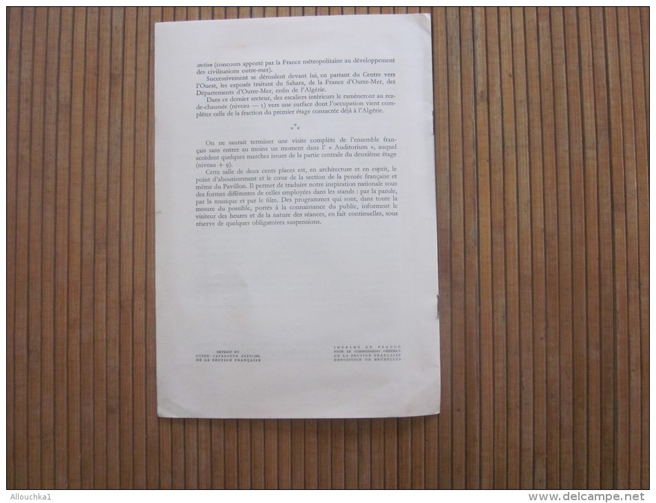 1958 Itinéraire Dans La Section Française à L'exposition De Bruxelles Le Pavillon National Plan Général Et Circulation L - Europe