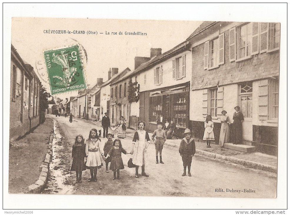 Oise - 60 - Crèvecoeur Le Grand - La Rue De Granvilliers Animée - Crevecoeur Le Grand