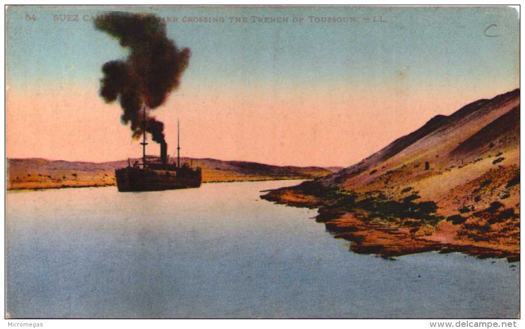 CANAL DE SUEZ - Navire Franchissant La Tranchée De Toussoun - Suez