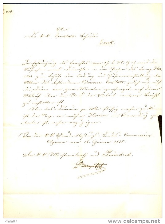 Austria, Croatia - Letter With Complete Content Sent From Agram To Sissek 1855. Sender Is Commandant Of Army In Zagreb. - Lettres & Documents