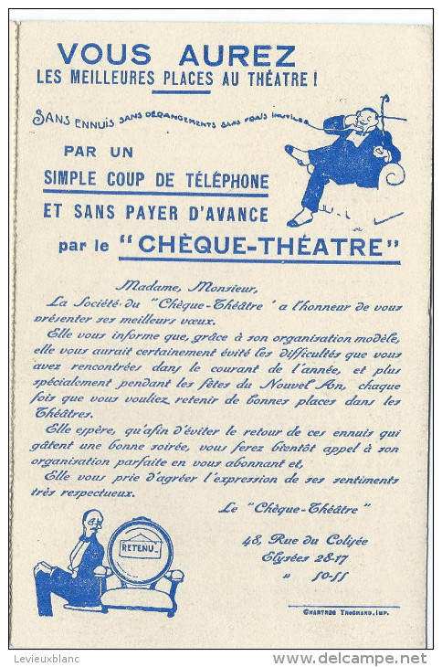 Chéque Théatre/ Carte Postale/ Demande D'admission Comme Abonné/Vers1950   VP719 - Autres & Non Classés