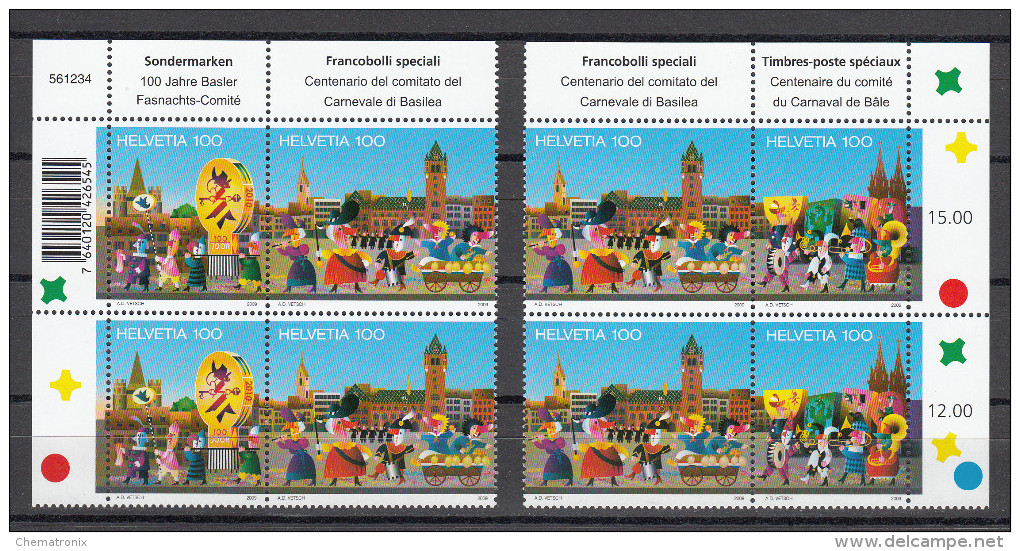 Suiza / Switzerland 2010 - Michel 2137-2139 - Blocks Of 4 ** MNH - Unused Stamps